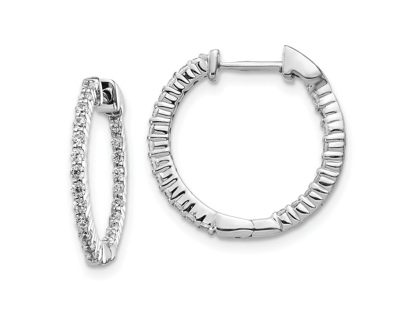 FJC Finejewelers 14 kt White Gold Lab Grown Diamonds In and Out Hinged Hoop Earring