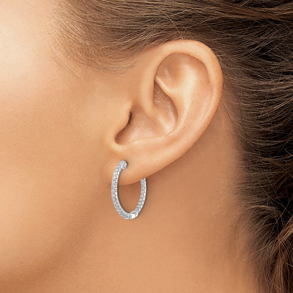 FJC Finejewelers 14 kt White Gold Lab Grown Diamond In and Out Hinged Hoop Earrings