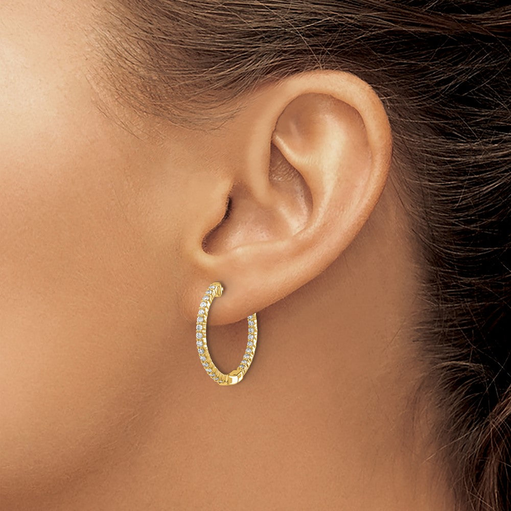 FJC Finejewelers 14 kt Yellow Gold Lab Grown Diamonds  In and Out Hinged Hoop Earrings