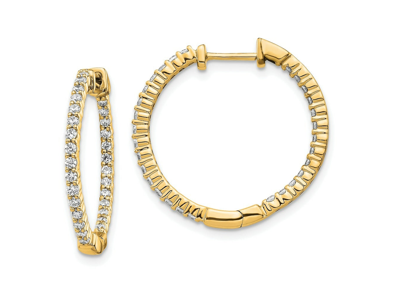 FJC Finejewelers 14 kt Yellow Gold Lab Grown Diamonds  In and Out Hinged Hoop Earrings