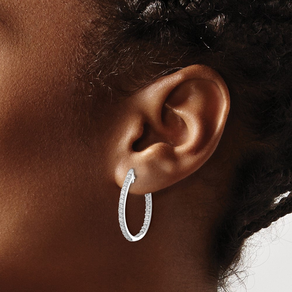 FJC Finejewelers 14 kt White Gold Lab Grown Diamonds In/Out Hinged Hoop Earrings