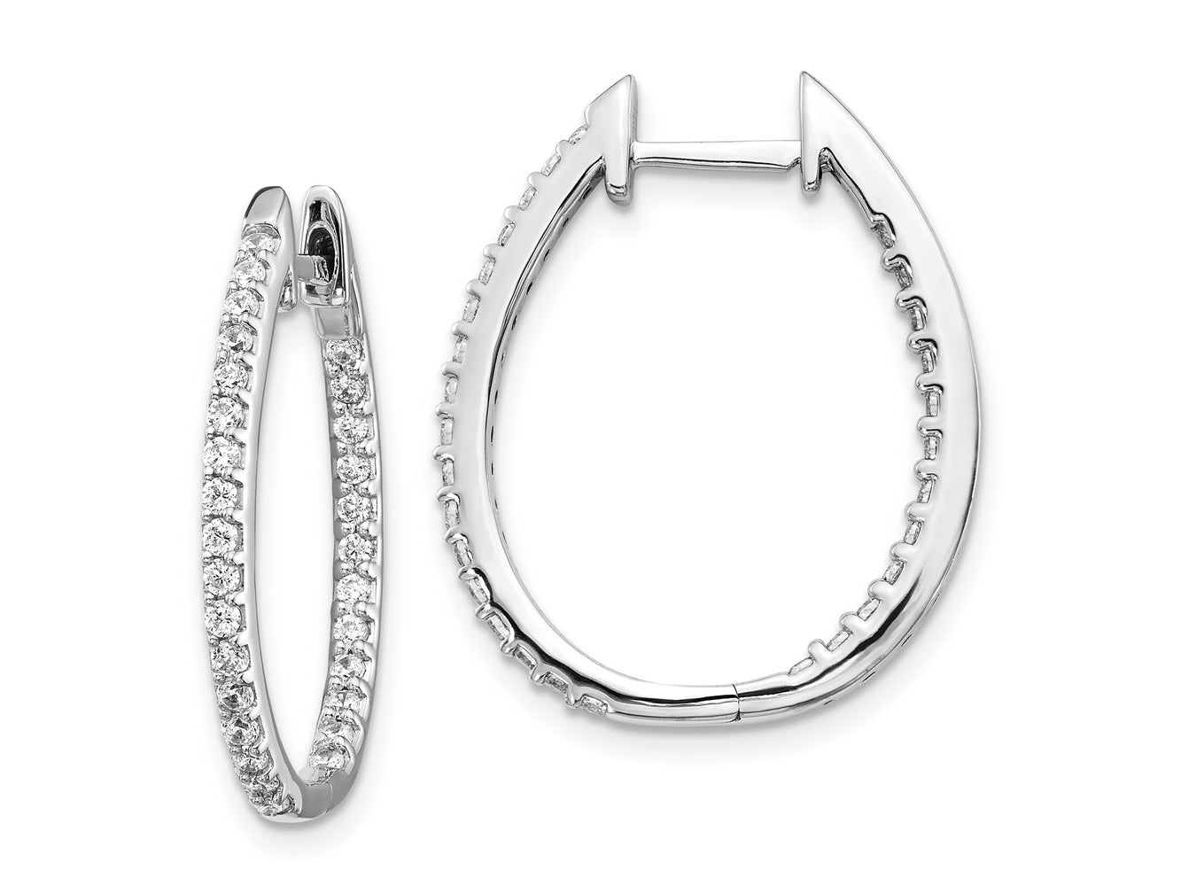 FJC Finejewelers 14 kt White Gold Lab Grown Diamonds In/Out Hinged Hoop Earrings