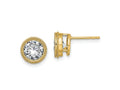 FJC Finejewelers 14 kt Yellow Gold Stud Round Beaded Bezel G H I True Light Moissanite Earrings 8 x 8 mm
