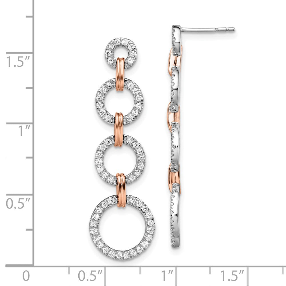 FJC Finejewelers 14 kt Two Tone Gold Dangle Lab Grown Diamonds Circle Drop Post Earrings 36 x 11