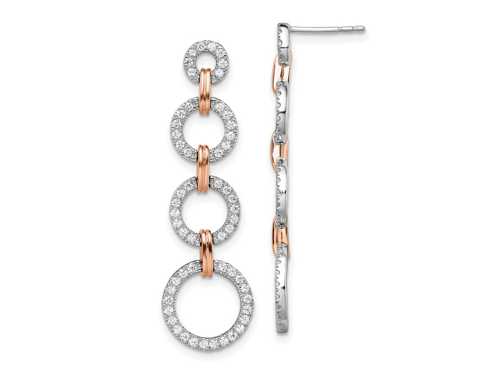 FJC Finejewelers 14 kt Two Tone Gold Dangle Lab Grown Diamonds Circle Drop Post Earrings 36 x 11