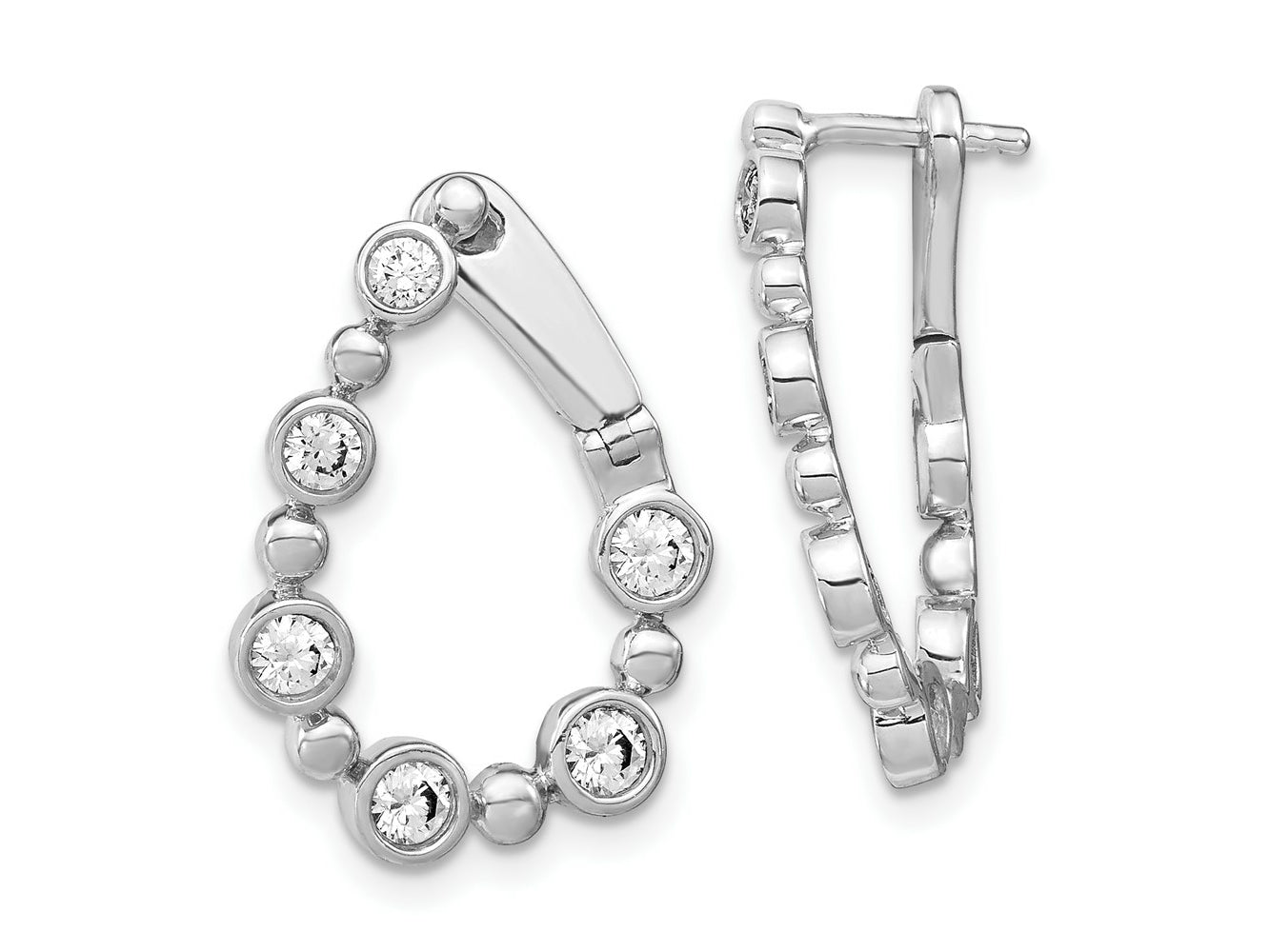 FJC Finejewelers 14 kt White Gold Lab Grown Diamonds Circle Bezel Twist Hoop Earrings 21 x 16 mm