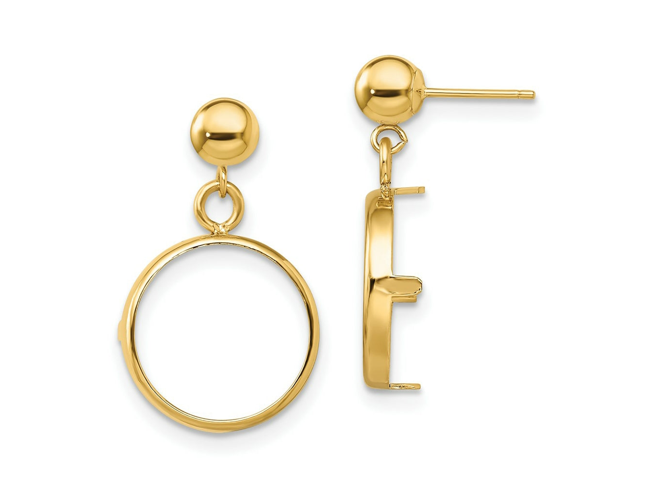 FJC Finejewelers 14 kt Yellow Gold Classic 13mm Prong Coin Bezel Post Dangle Earrings