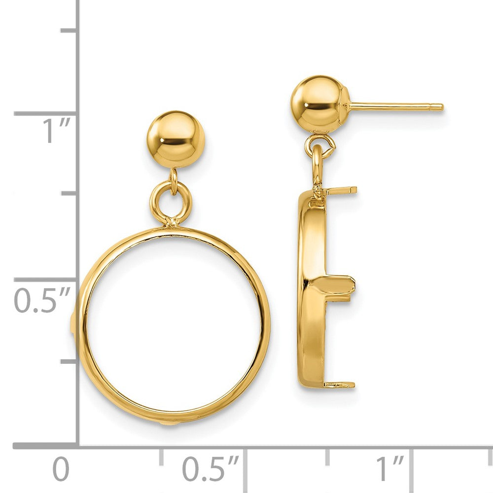 FJC Finejewelers 14 kt Yellow Gold Classic 15mm Prong Coin Bezel Post Dangle Earrings