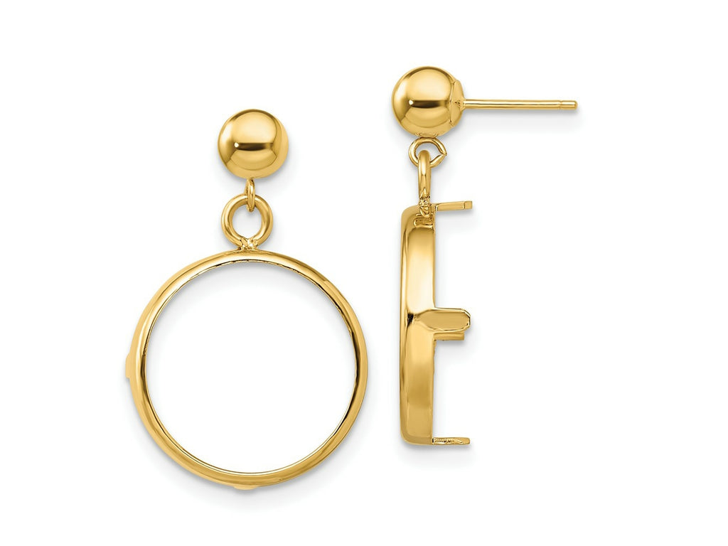 FJC Finejewelers 14 kt Yellow Gold Classic 15mm Prong Coin Bezel Post Dangle Earrings