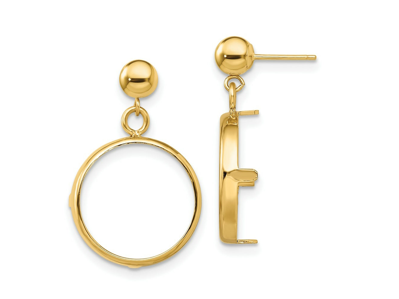 FJC Finejewelers 14 kt Yellow Gold Classic 15mm Prong Coin Bezel Post Dangle Earrings