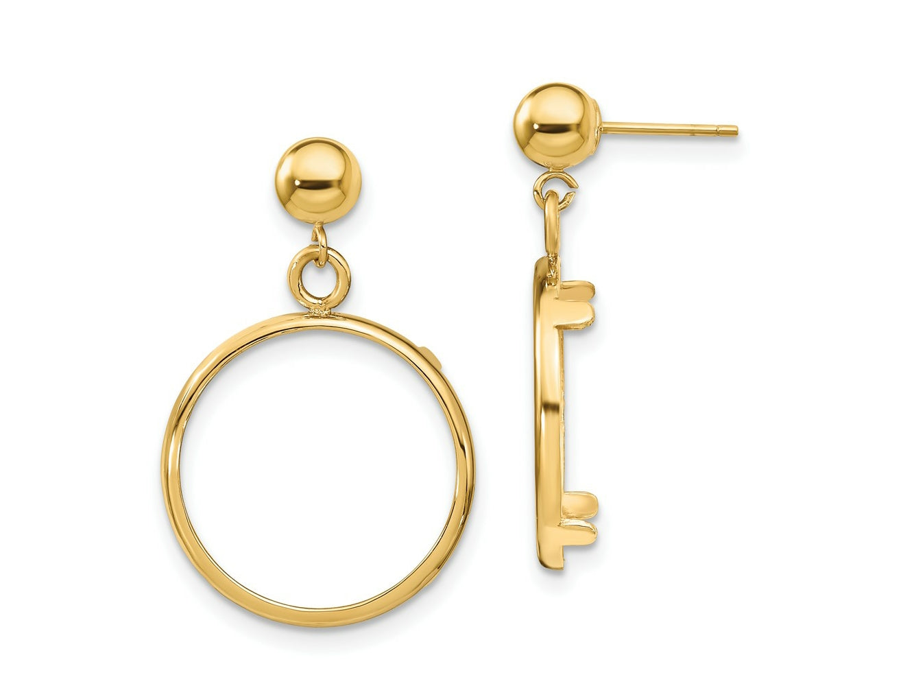 FJC Finejewelers 14 kt Yellow Gold Classic 16.5mm Prong Coin Bezel Post Dangle Earrings