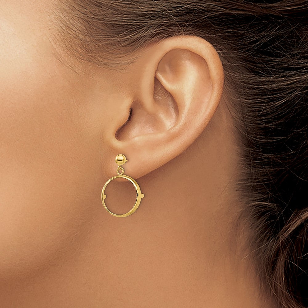 FJC Finejewelers 14 kt Yellow Gold Classic 17.8mm Prong Coin Bezel Post Dangle Earrings