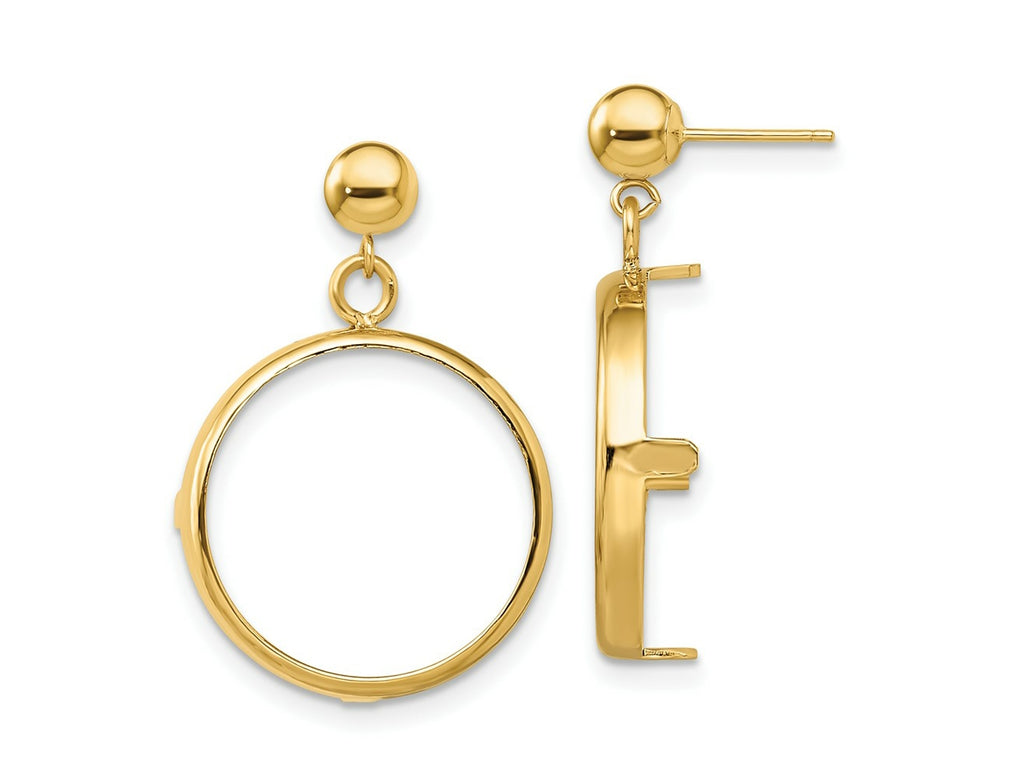 FJC Finejewelers 14 kt Yellow Gold Classic 17.8mm Prong Coin Bezel Post Dangle Earrings