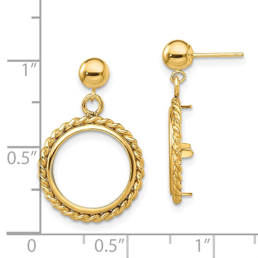 FJC Finejewelers 14 kt Yellow Gold Twisted Wire 13mm Prong Coin Bezel Post Dangle Earrings