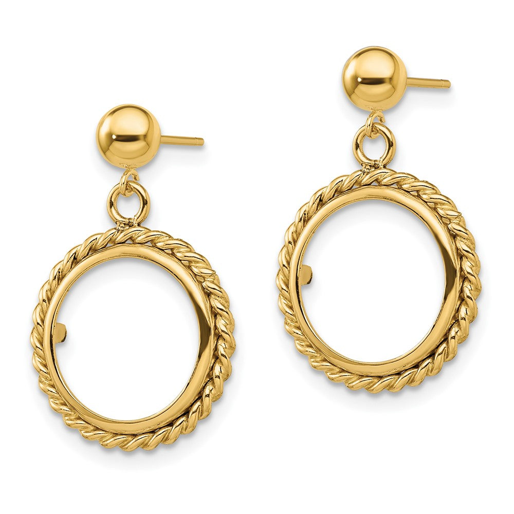 FJC Finejewelers 14 kt Yellow Gold Twisted Wire 13mm Prong Coin Bezel Post Dangle Earrings