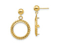FJC Finejewelers 14 kt Yellow Gold Twisted Wire 13mm Prong Coin Bezel Post Dangle Earrings