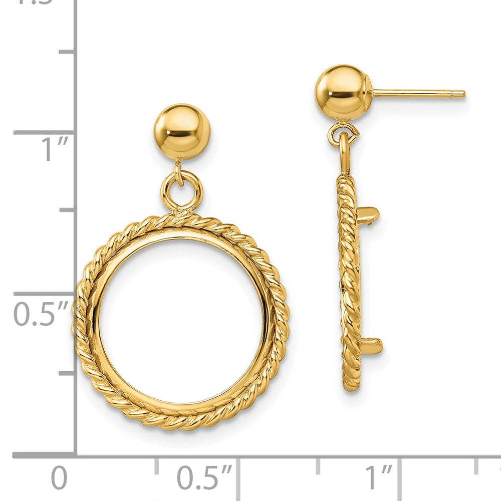FJC Finejewelers 14 kt Yellow Gold Twisted Wire 15mm Prong Coin Bezel Post Dangle Earrings