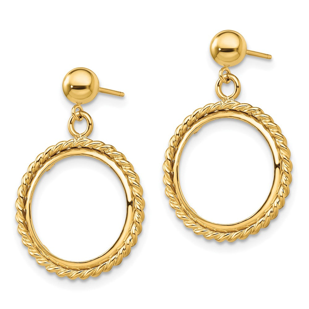 FJC Finejewelers 14 kt Yellow Gold Twisted Wire 15mm Prong Coin Bezel Post Dangle Earrings