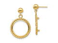 FJC Finejewelers 14 kt Yellow Gold Twisted Wire 15mm Prong Coin Bezel Post Dangle Earrings