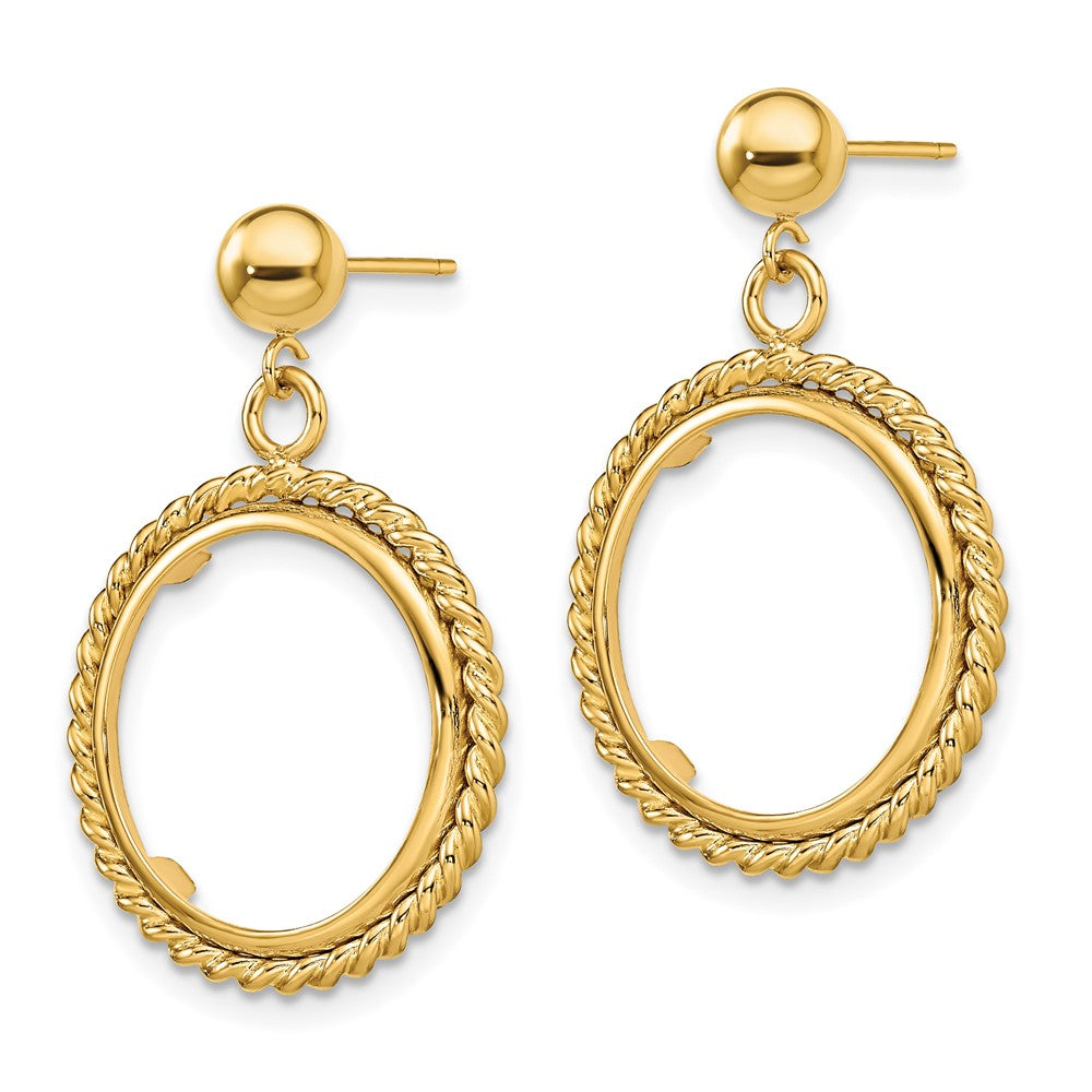 FJC Finejewelers 14 kt Yellow Gold Twisted Wire 16mm Prong Coin Bezel Post Dangle Earrings