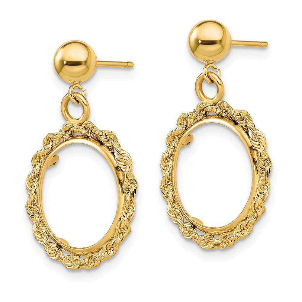 FJC Finejewelers 14 kt Yellow Gold Rope 13.0mm Coin Prong Bezel Post Dangle Earrings 26 x 17 mm
