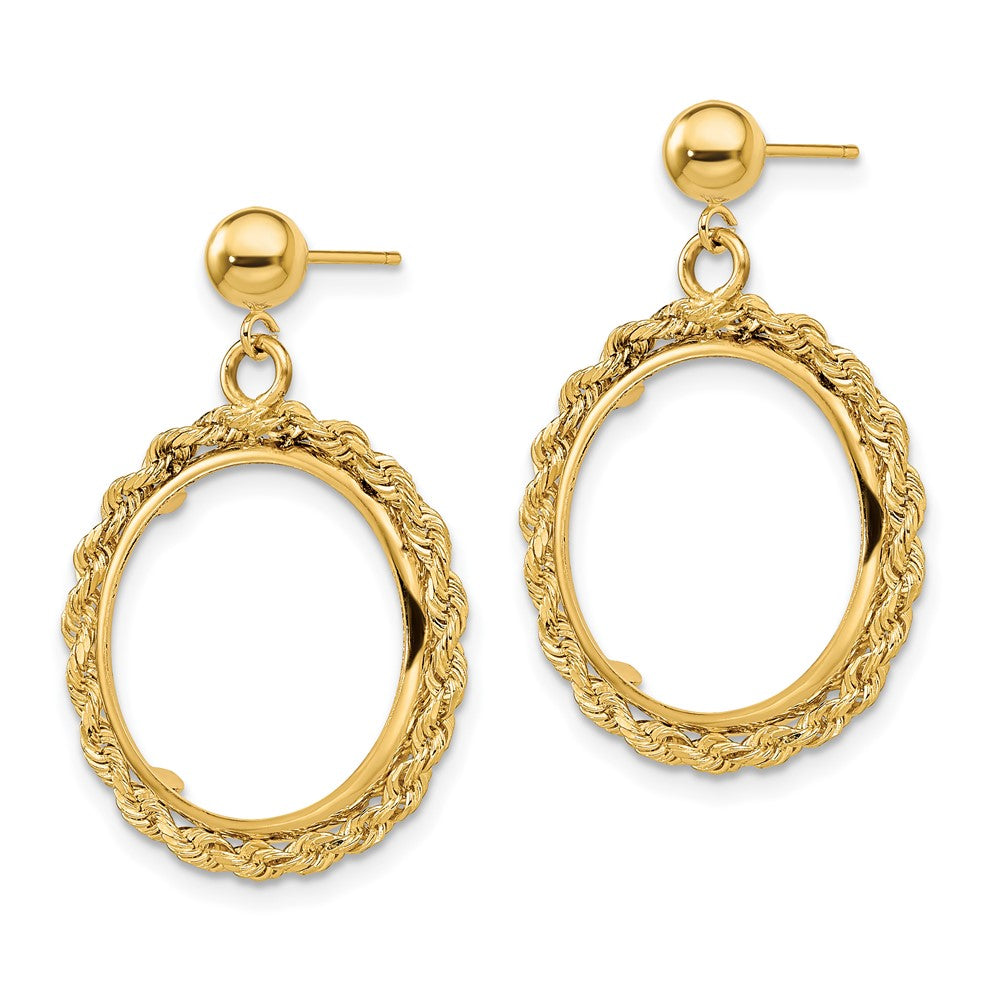 FJC Finejewelers 14 kt Yellow Gold Rope 16.5mm Coin Prong Bezel Post Dangle Earrings 29 x 21 mm