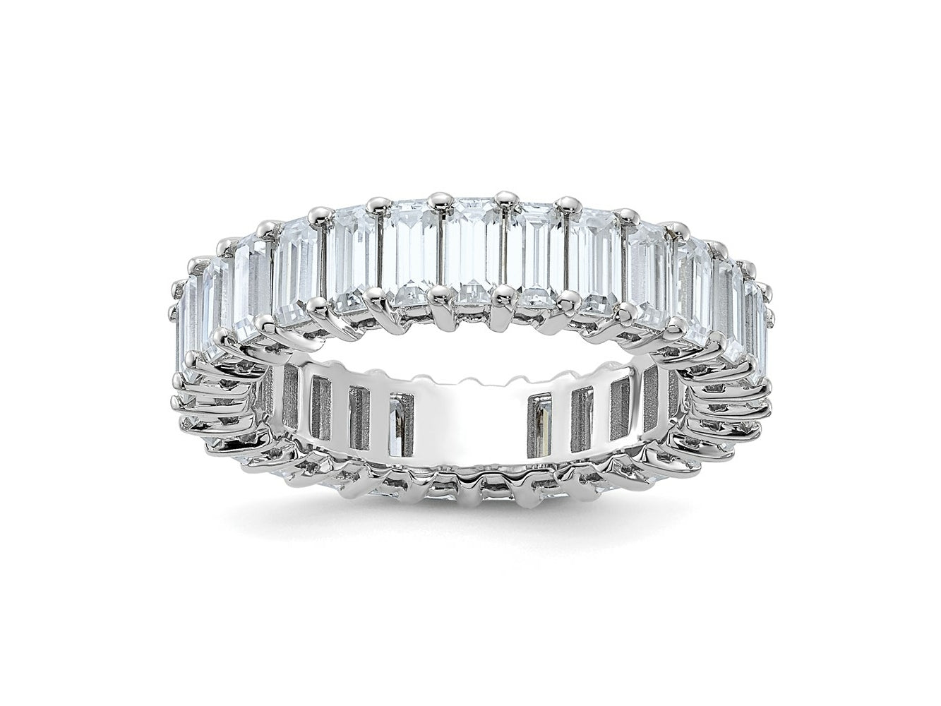 FJC Finejewelers 14 kt White Gold Emerald-cut D E F Pure Light Moissanite Eternity Band