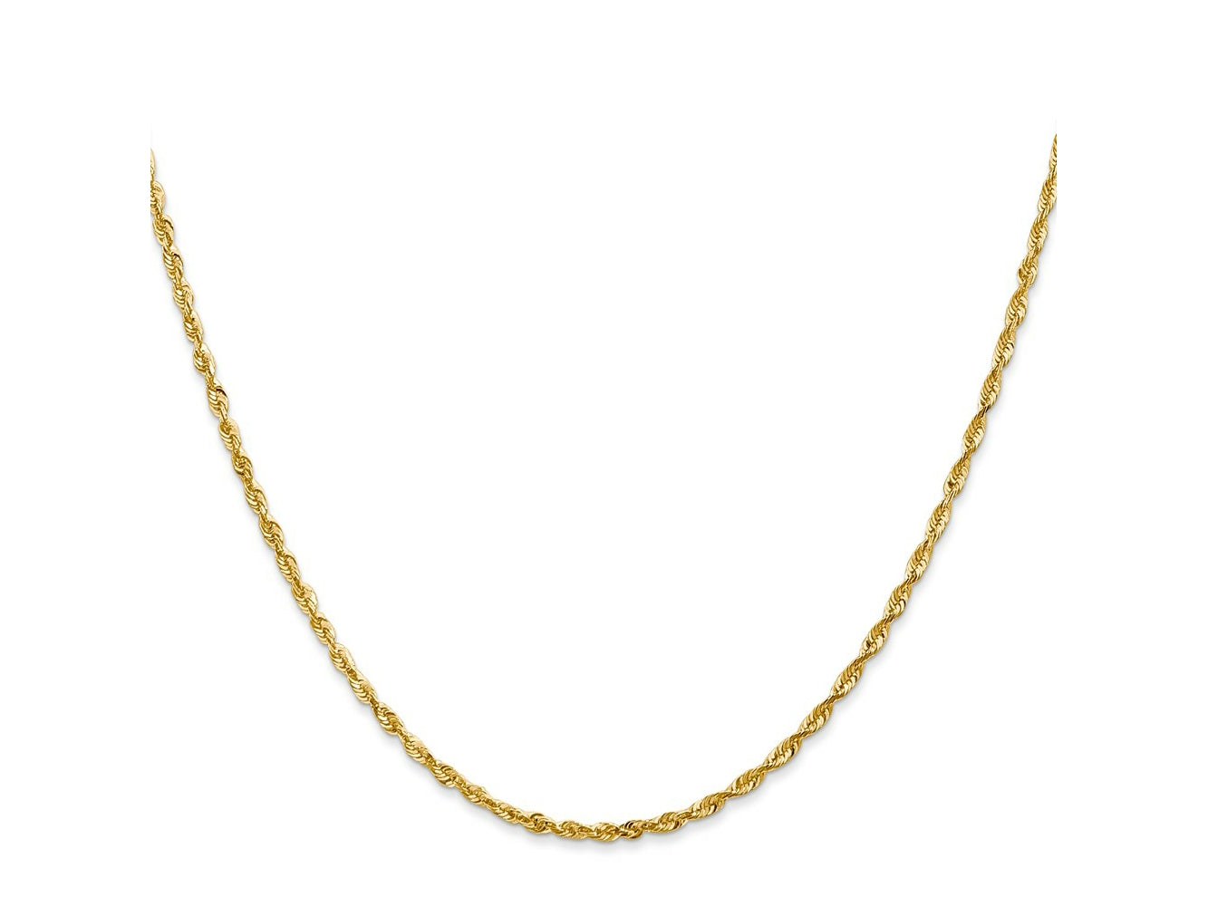 FJC Finejewelers 14 kt Yellow Gold 2.0mm Extra-Light Bright Cut Rope Chain 22 Inches x 2 mm