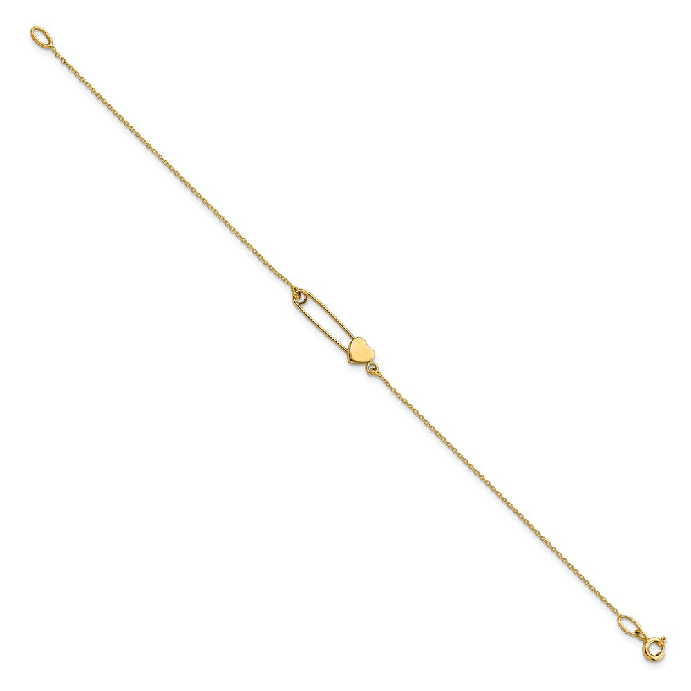 FJC Finejewelers 14 kt Yellow Gold Safety Pin with Heart Bracelet