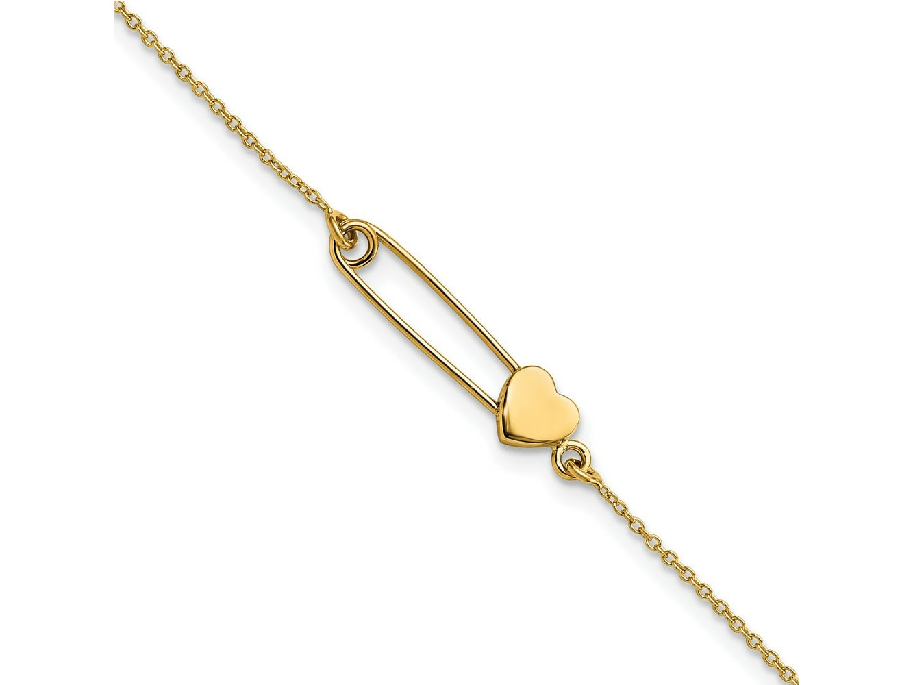 FJC Finejewelers 14 kt Yellow Gold Safety Pin with Heart Bracelet