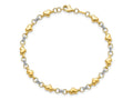 FJC Finejewelers 14 kt Two Tone Gold Polished Bright Cut Heart 7.5in Bracelet