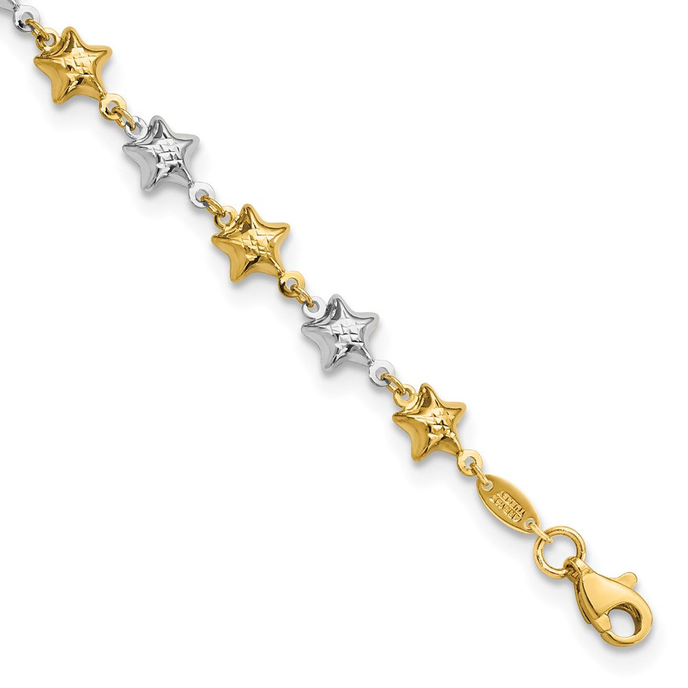 FJC Finejewelers 14 kt Two Tone Gold Puffed Star Bracelet