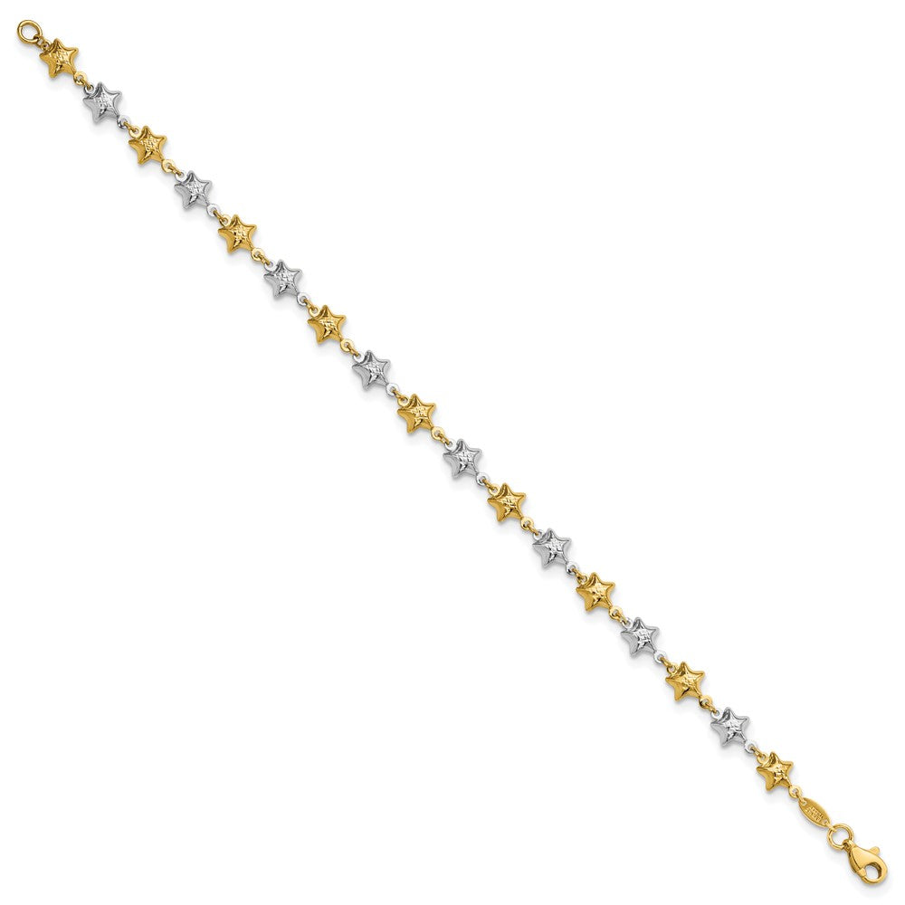 FJC Finejewelers 14 kt Two Tone Gold Puffed Star Bracelet