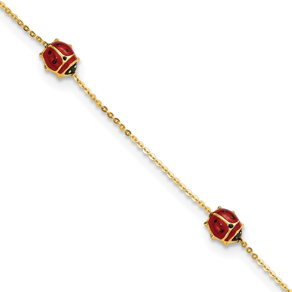 FJC Finejewelers 14 kt Yellow Gold Polished Enameled Ladybugs 6.5in with .75in ext. Bracelet
