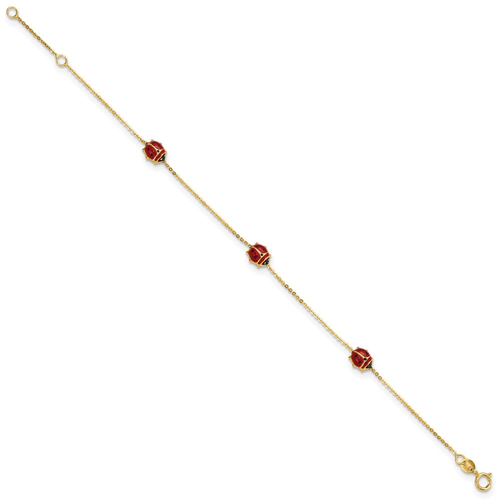 FJC Finejewelers 14 kt Yellow Gold Polished Enameled Ladybugs 6.5in with .75in ext. Bracelet