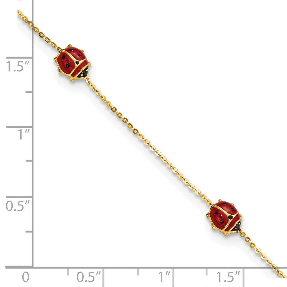 FJC Finejewelers 14 kt Yellow Gold Polished Enameled Ladybugs 6.5in with .75in ext. Bracelet