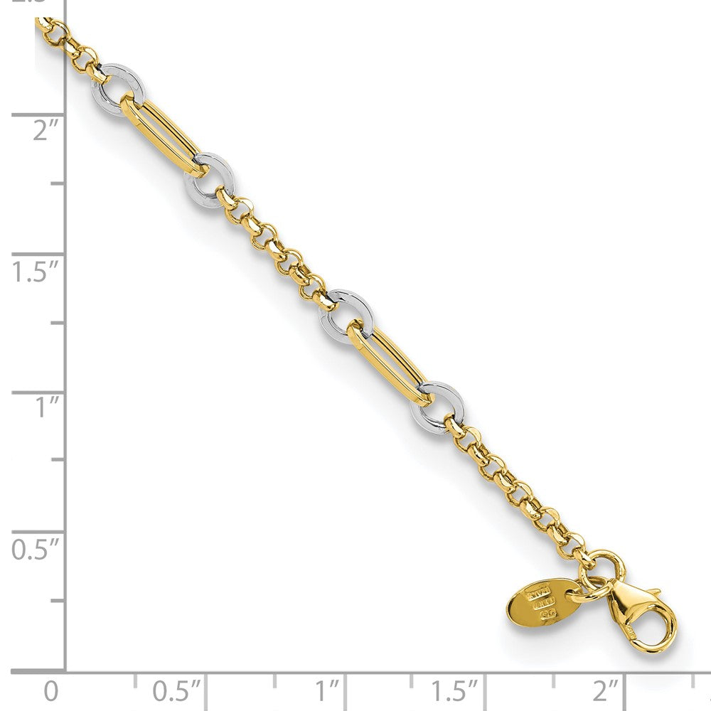FJC Finejewelers 14 kt Two Tone Gold Fancy Oval Link and Chain with .5 in ext Bracelet 7.25 Inches