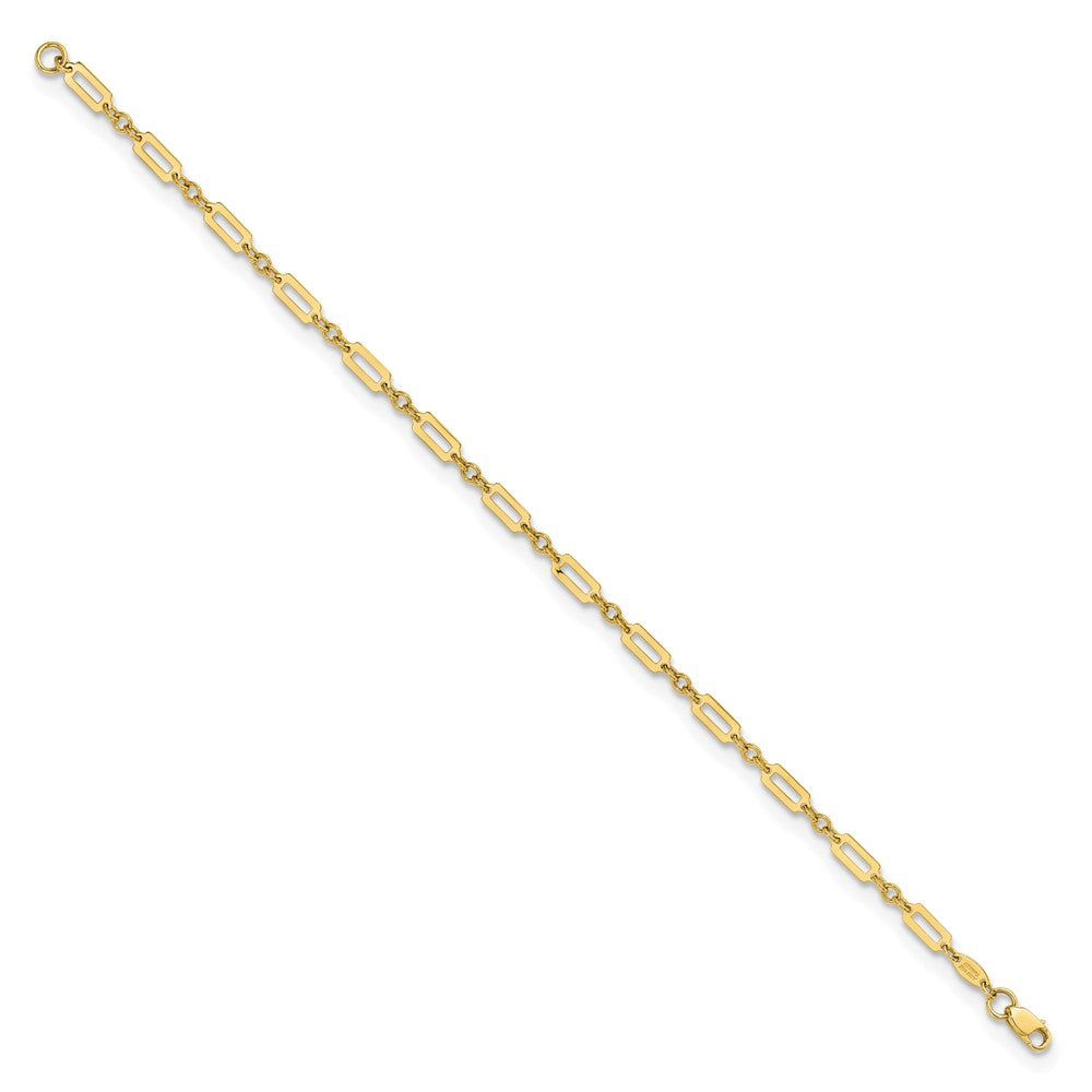 FJC Finejewelers 14 kt Yellow Gold Polished Fancy Rectangle Link 7.5in Bracelet 7.5 Inches