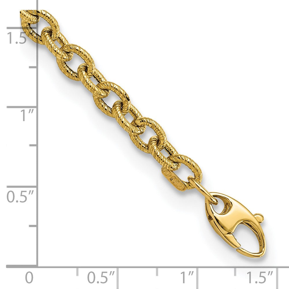FJC Finejewelers 14 kt Yellow Gold Fancy Polished and Textured Cable Link 7.5in Bracelet 7.5 Inches