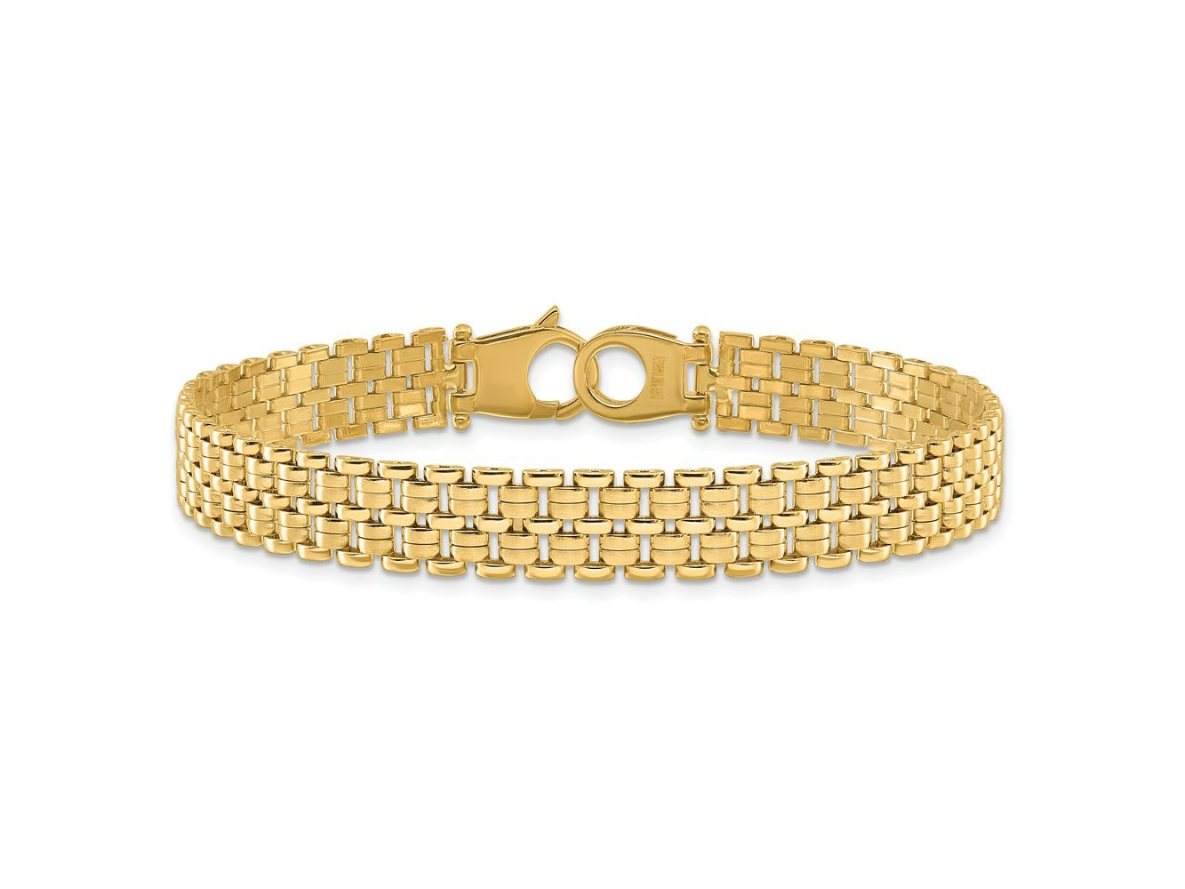 FJC Finejewelers 14 kt Yellow Gold Fancy Brushed and Basket Weave Pattern 7.5in Bracelet 7.5 Inches