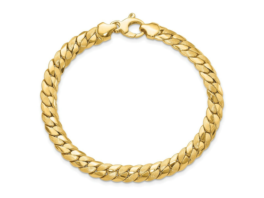 FJC Finejewelers 14 kt Yellow Gold Satin and Polished 6.5mm Fancy Link Bracelet 7.75 Inches