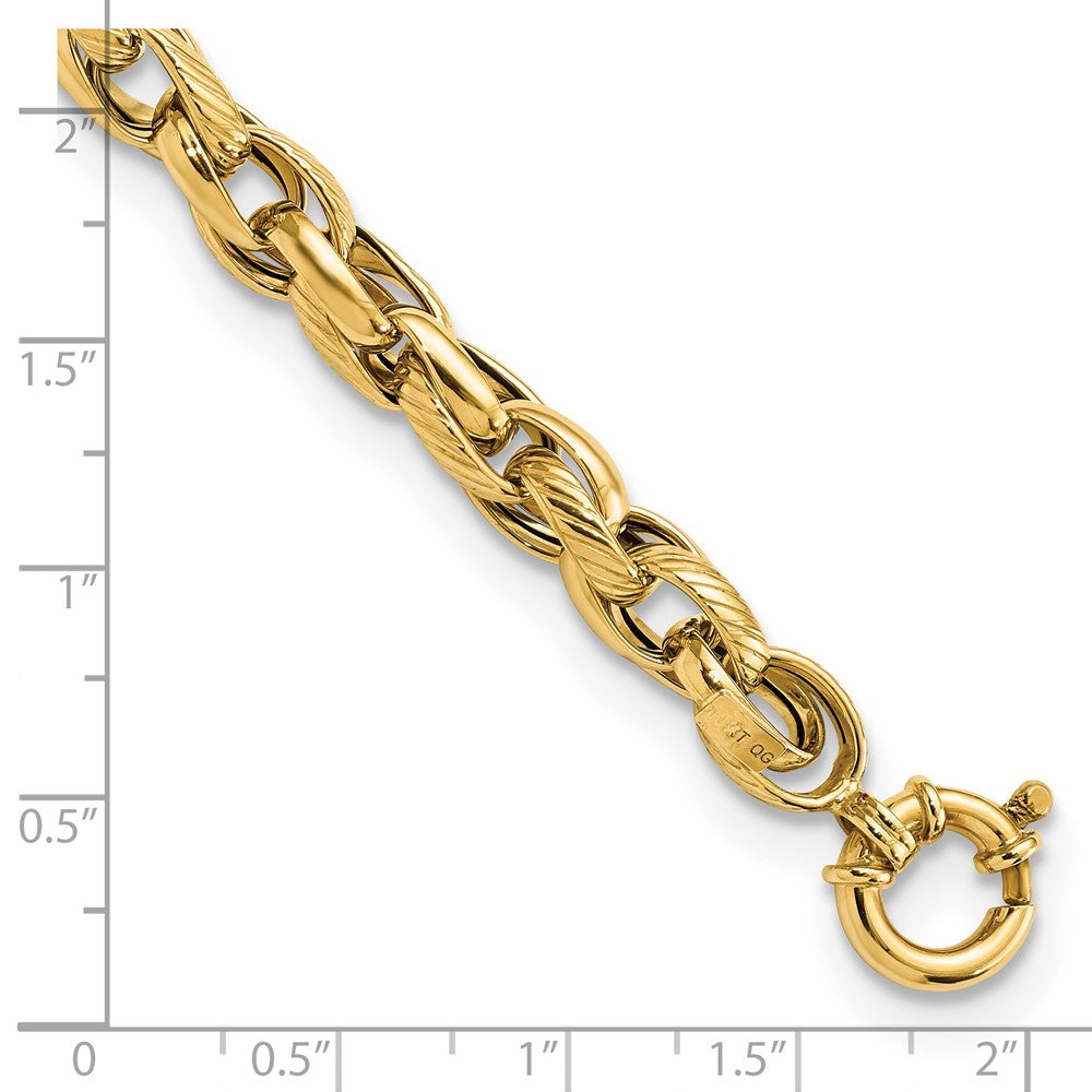 FJC Finejewelers 14 kt Yellow Gold Polished and Textured Link 7.5in Bracelet 7.5 Inches x 7.31 mm