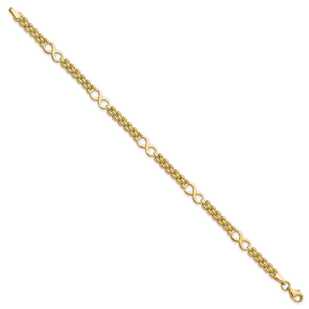 FJC Finejewelers 14 kt Yellow Gold Bracelets with Station Infinity and Fancy Link 7.5in Bracelet 7.5 Inches x 5.6 mm