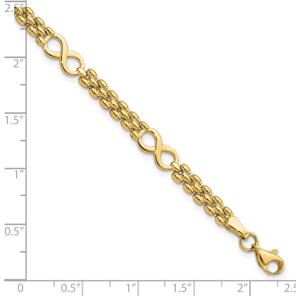 FJC Finejewelers 14 kt Yellow Gold Bracelets with Station Infinity and Fancy Link 7.5in Bracelet 7.5 Inches x 5.6 mm