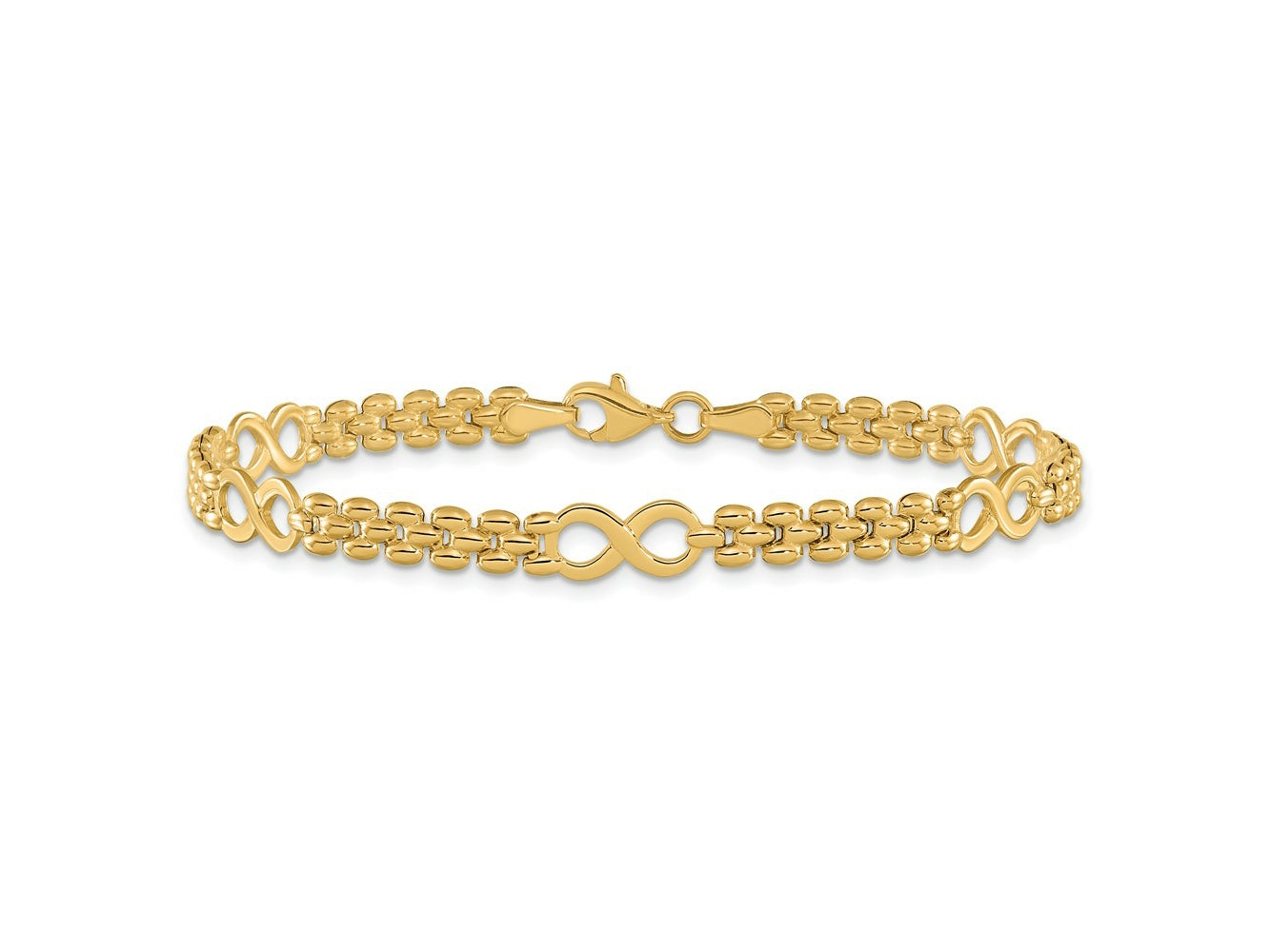 FJC Finejewelers 14 kt Yellow Gold Bracelets with Station Infinity and Fancy Link 7.5in Bracelet 7.5 Inches x 5.6 mm