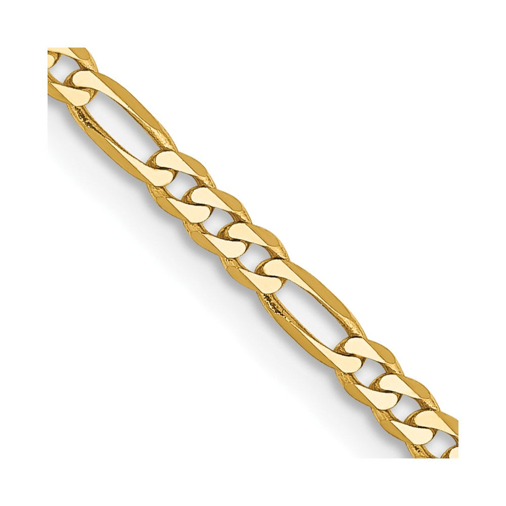 FJC Finejewelers 14 kt Yellow Gold 2.25mm Flat Figaro Chain Anklet 9 Inches x 2 mm