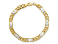 FJC Finejewelers 14 kt Two Tone Gold Open Link Brushed and Fancy Link 8in Bracelet 8 Inches x 8.5 mm
