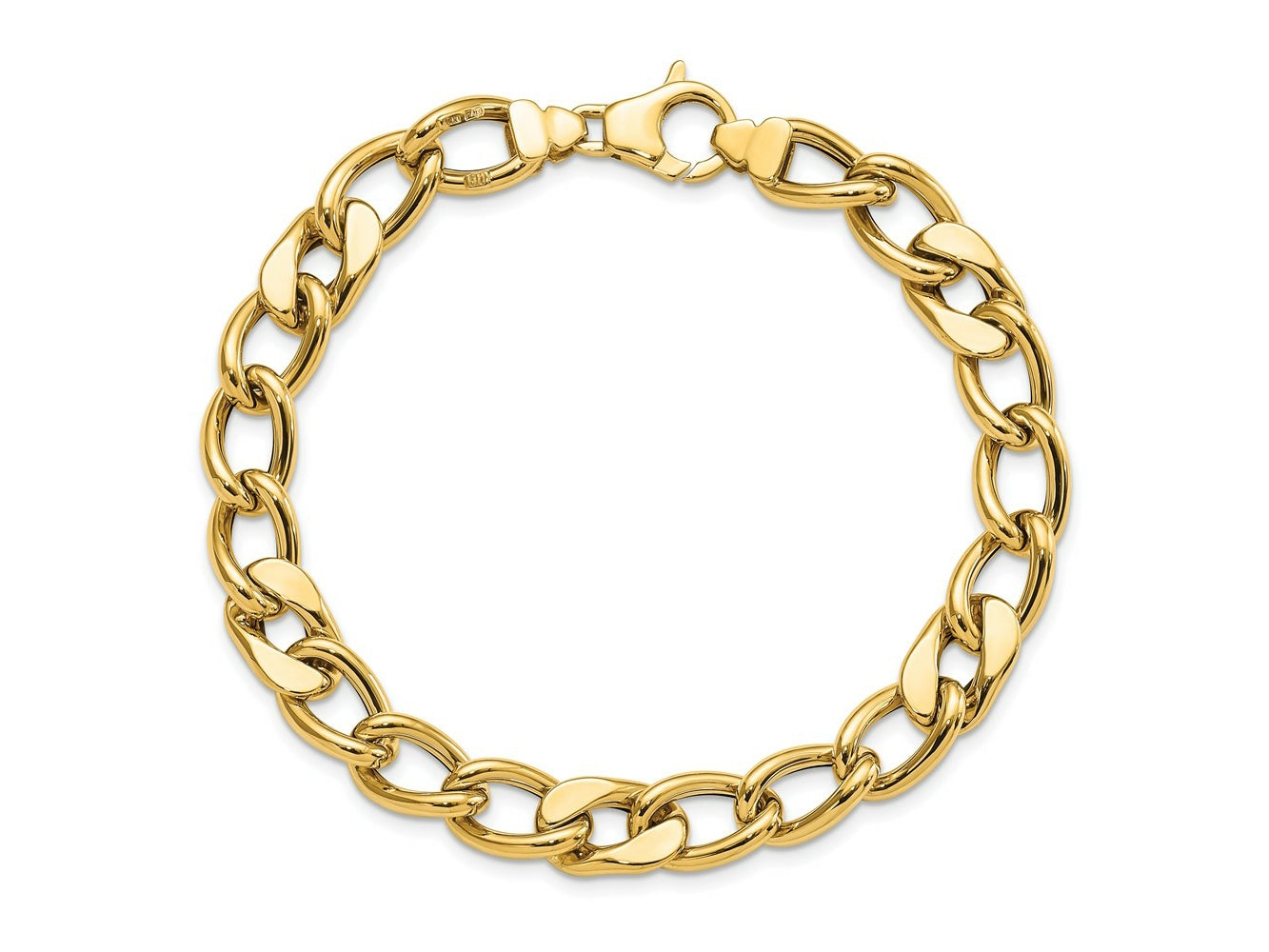FJC Finejewelers 14 kt Yellow Gold Polished Fancy Link Men's Bracelet 8.5 Inches x 7.5 mm