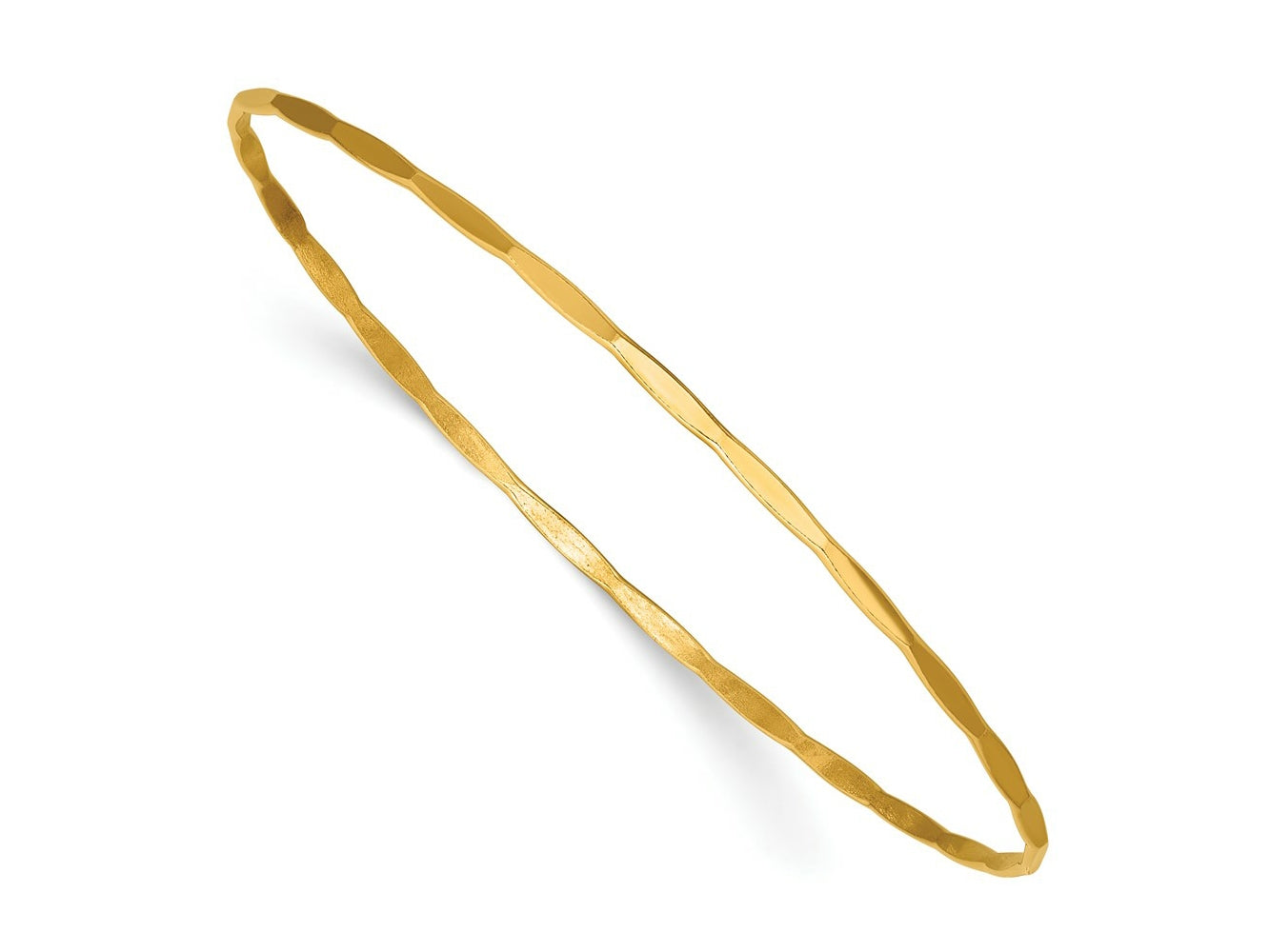 FJC Finejewelers 14 kt Yellow Gold Filled 1/20 Hammered Wire Stacking Bangle 1.7 mm
