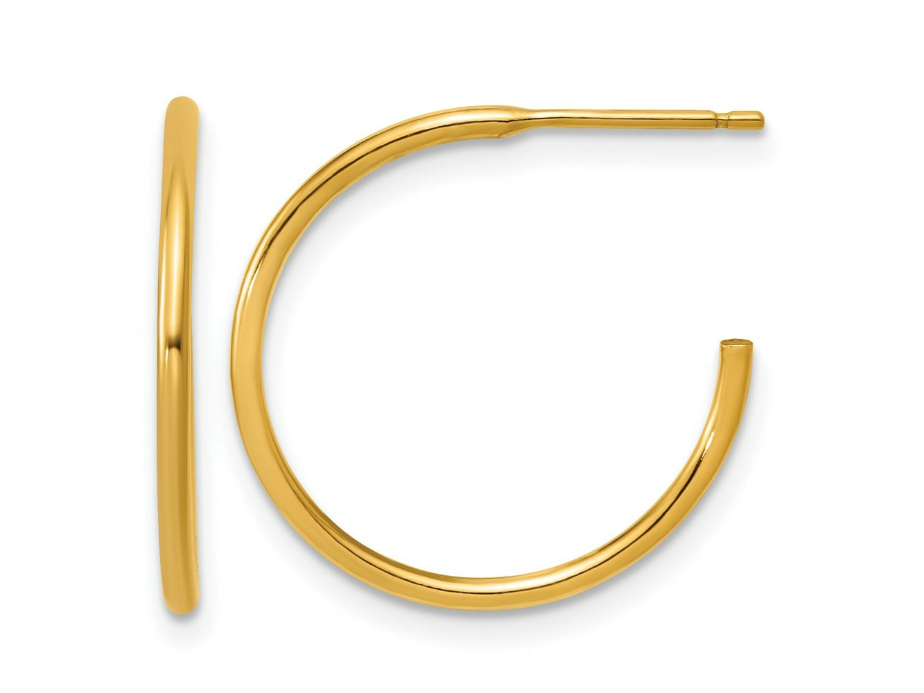 FJC Finejewelers 14 kt Yellow Gold 1/20 Filled Post Hoop Earrings 1.3 x 20 mm